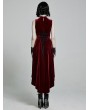 Punk Rave Red Retro Gothic Sexy Velvet High-Low Sleeveless Dress