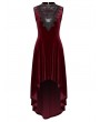 Punk Rave Red Retro Gothic Sexy Velvet High-Low Sleeveless Dress