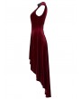 Punk Rave Red Retro Gothic Sexy Velvet High-Low Sleeveless Dress