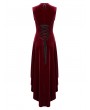 Punk Rave Red Retro Gothic Sexy Velvet High-Low Sleeveless Dress