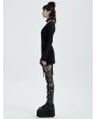 Punk Rave Black Gothic Punk Long Sleeve Asymmetric Short Dress