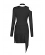 Punk Rave Black Gothic Punk Long Sleeve Asymmetric Short Dress