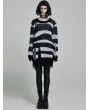 Punk Rave Black and White Stripe Gothic Pullover Daily Wear Sweater for Women