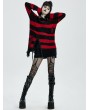 Punk Rave Black and Red Stripe Gothic Pullover Daily Wear Sweater for Women
