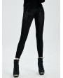 Punk Rave Black Retro Gothic Flower Velvet Long Leggings For Women