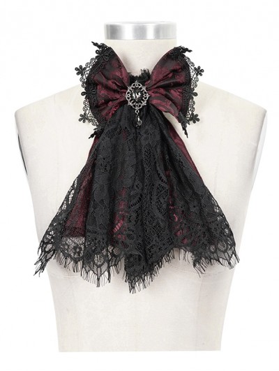 Devil Fashion White Vintage Gothic Lace Pendant Bowtie for Women