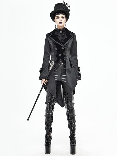 Devil Fashion Black Vintage Gothic Party Swallow Tail Coat for Women