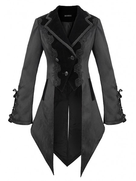 Devil Fashion Black Vintage Gothic Party Swallow Tail Coat for Women ...