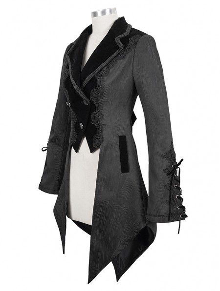 Devil Fashion Black Vintage Gothic Party Swallow Tail Coat for Women ...