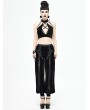 Devil Fashion Black Vintage Gothic Velvet Daily Wear Long Pants for Women