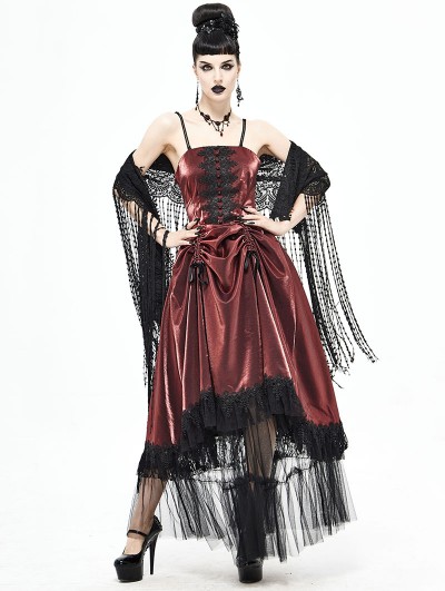 Devil Fashion Red Vintage Gothic Long Prom Party Gown