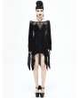 Devil Fashion Black Elegant Gothic Velvet Off-the-Shoulder Short Irregular Dress