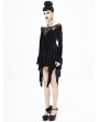 Devil Fashion Black Elegant Gothic Velvet Off-the-Shoulder Short Irregular Dress