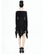 Devil Fashion Black Elegant Gothic Velvet Off-the-Shoulder Short Irregular Dress