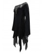 Devil Fashion Black Elegant Gothic Velvet Off-the-Shoulder Short Irregular Dress