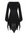 Devil Fashion Black Elegant Gothic Velvet Off-the-Shoulder Short Irregular Dress