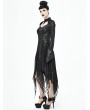 Devil Fashion Black Gothic Dark Queen Morticia Addams Long Irregular Dress