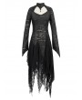 Devil Fashion Black Gothic Dark Queen Morticia Addams Long Irregular Dress