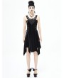 Devil Fashion Black Gothic Velvet Sleeveless Short Irregular Dress