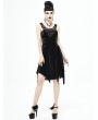 Devil Fashion Black Gothic Velvet Sleeveless Short Irregular Dress