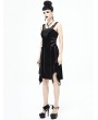 Devil Fashion Black Gothic Velvet Sleeveless Short Irregular Dress