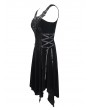 Devil Fashion Black Gothic Velvet Sleeveless Short Irregular Dress