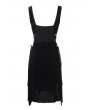 Devil Fashion Black Gothic Velvet Sleeveless Short Irregular Dress