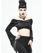 Devil Fashion Black Gothic Sexy Off-the-Shoulder Short Top for Women