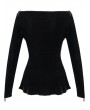 Devil Fashion Black Gothic Sexy Velvet Off-the-Shoulder Long Sleeve Top for Women