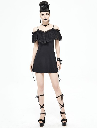 Devil Fashion Black Gothic Off-the-Shoulder Dress Top for Women