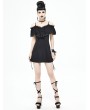 Devil Fashion Black Gothic Off-the-Shoulder Dress Top for Women