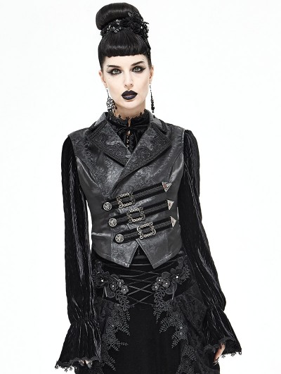 Devil Fashion Black Vintage Gothic Swallow Tail Waistcoat for Women