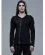 Punk Rave Black Gothic V-Neck Long Sleeve Casual T-Shirt for Men