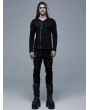 Punk Rave Black Gothic V-Neck Long Sleeve Casual T-Shirt for Men