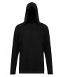 Punk Rave Black Gothic Simple Hooded Two-Pieces T-Shirt for Men