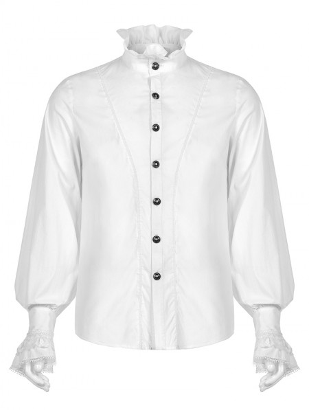 Punk Rave White Retro Gothic Aristocratic Long Sleeve Shirt for Men ...