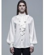 Punk Rave White Retro Gothic Vampire Count Long Sleeve Shirt for Men