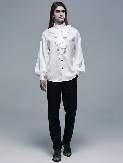 Punk Rave White Retro Gothic Vampire Count Long Sleeve Shirt for Men -  DarkinCloset.com