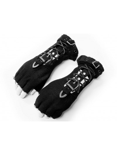 Punk Rave Black Gothic Punk Cool Gloves for Men