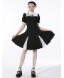 Dark in Love Black and White Gothic Dead Cross Short Sleeves Dress