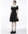 Dark in Love Black and White Gothic Dead Cross Short Sleeves Dress