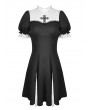 Dark in Love Black and White Gothic Dead Cross Short Sleeves Dress