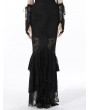 Dark in Love Black Elegant Gothic Lace Maxi Fishtail Skirt