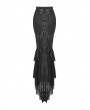Dark in Love Black Elegant Gothic Lace Maxi Fishtail Skirt