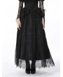 Dark in Love Black Gothic Jacquard Lace Empire Waist Long Party Skirt