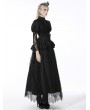 Dark in Love Black Gothic Jacquard Lace Empire Waist Long Party Skirt