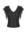 Dark in Love Black Gothic Lace Short Sleeves Daily Wear Top for Women