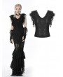 Dark in Love Black Gothic Lace Short Sleeves Daily Wear Top for Women