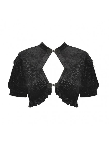 Dark in Love Black Retro Gothic Velvet Short Sleeves Cape for Women ...