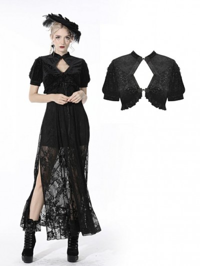 Dark in Love Black Retro Gothic Velvet Short Sleeves Cape for Women